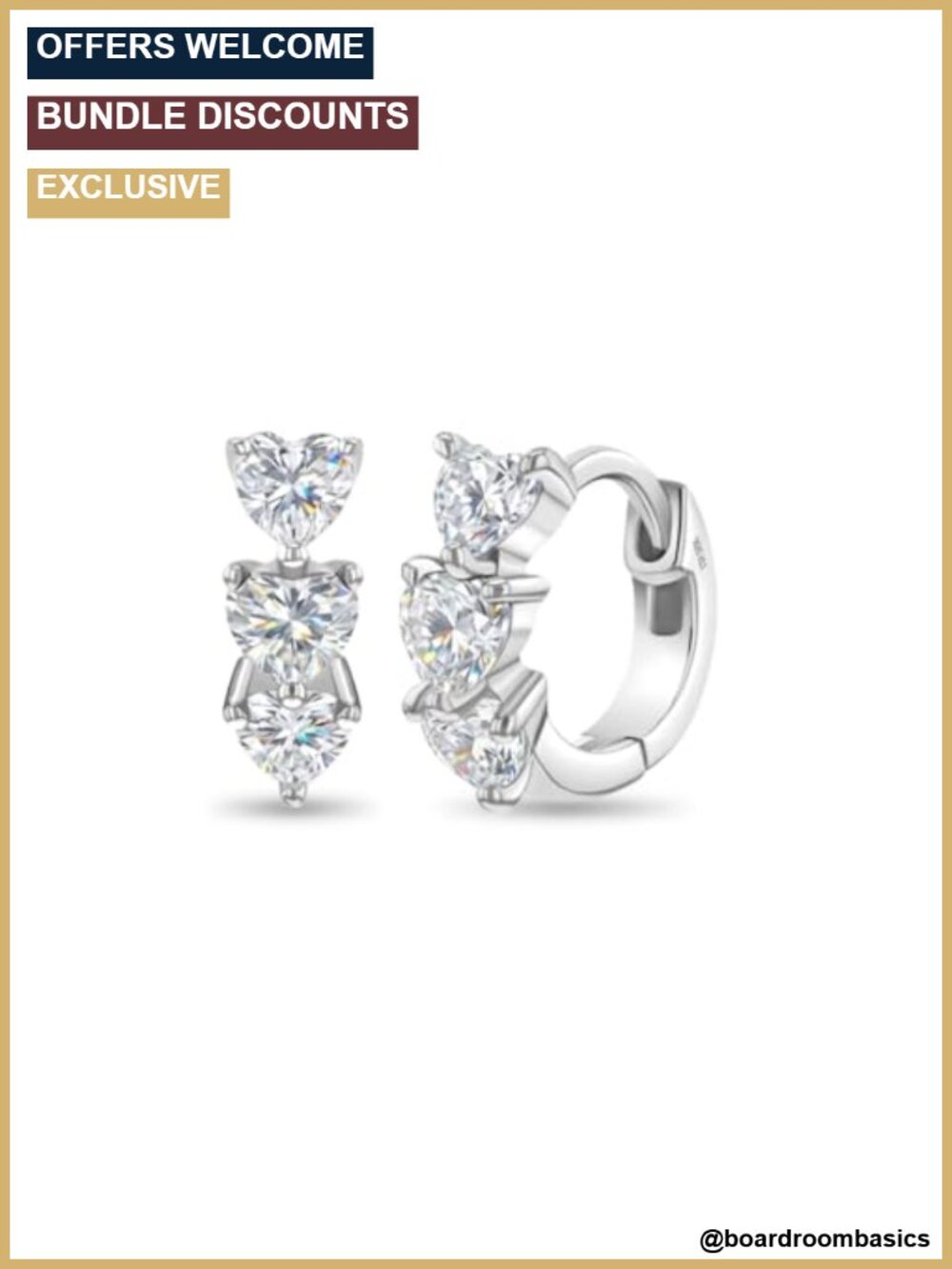 Sterling Silver Heart CZ Huggie Hoop Earrings Kids Girls Jewelry